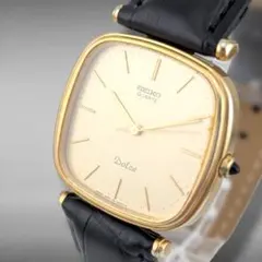 【新品電池/ベルト・稼働】セイコー ドルチェ ゴールドケース 金張り スクエア