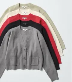 UNIQLO スムースコットンVネックショートカーディガン　X L