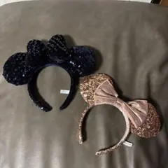 ミニーちゃん耳カチューシャ ネイビーとピンク 2個セット