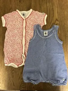 プチバトー ロンパース2点セット 3m/60cm