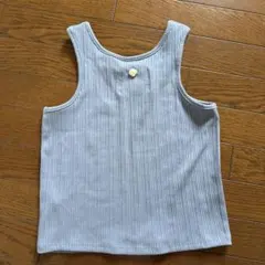 リブ編みライトブルータンクトップ