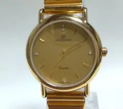 【稼動品】WALTHAM　レディース腕時計　クォーツ　ゴールドカラー　4Pダイヤのサムネイル