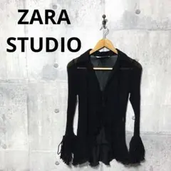 ZARA STUDIO ザラ シースルーフリルシアーシャツ XS ブラック