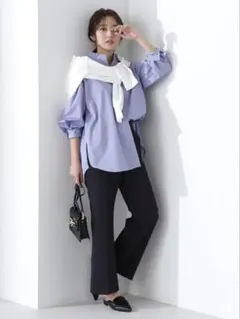 NATURAL BEAUTY BASIC スタンドカラー 長袖シャツ