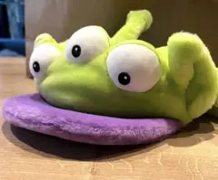 【美品】ディズニー リトルグリーンメン サンバイザー ファンキャップ 被り物