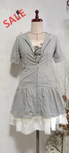 お値下げ【古着】Y2K フェアリーグランジ　チュールフリル付きパーカー