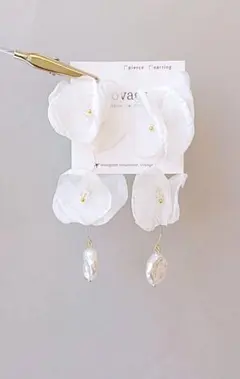 シフォン パール ピアス イヤリング ビーズ ブライダル ハンドメイド