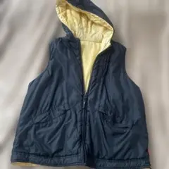 フード付きネイビーブルーダウンベスト