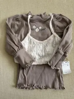 【新品】テータテート　花柄刺繍長袖カットソーとキャミソールセット 100cm