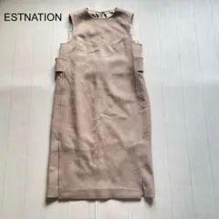ESTNATION メルトンコクーンワンピース　ベージュ　38