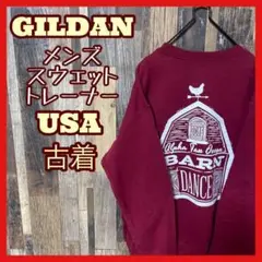 ギルダン パープル メンズ プリント M トレーナー 古着 長袖 スウェット