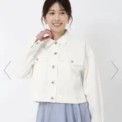 ミッシュマッシュ◎2025春夏新作 パールデニムジャケット/ホワイト　白アウター