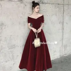 [新品]ワインレッド カラードレス 二次会 謝恩会 発表会 Sロング 花嫁