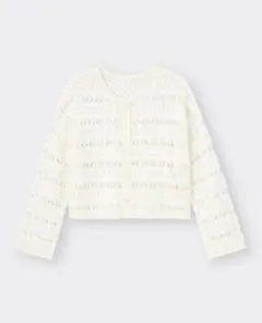 GU☆透かし編みカーディガン　アイボリー　Mサイズ