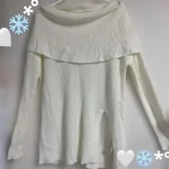 【即発送】アイボリー 白 オフショルダー ニット 長袖