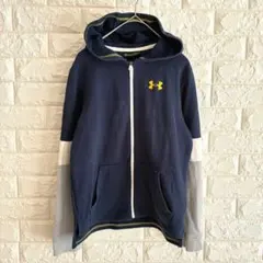 アンダーアーマー パーカー 切替ロゴ フーディ YMD ネイビー