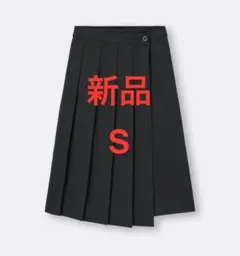 新品　GU ラッププリーツミディスカート 09 ブラック S