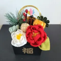 お正月飾り　ちりめんつまみ細工　升③