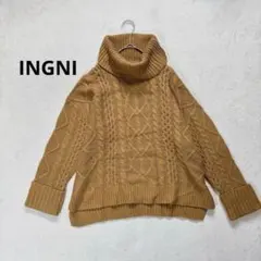 【イング】FREE ケーブル編み長袖ニット セーター　タートルネック