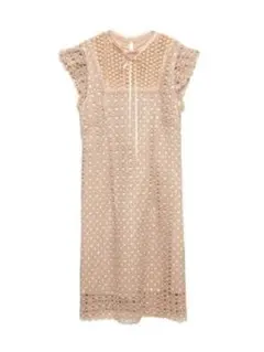 新品　リリーブラウン　配色レースミニワンピース