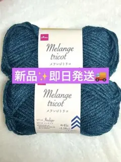 大人気‼️ ダイソー　メランジトリコ　2個セット　インディゴ　毛糸 青 緑