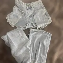 Jeansストレートパンツ 取り外し可能な ショートパンツ