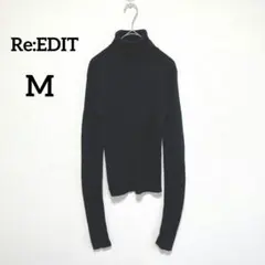 リエディ タートルネックリブニット 長袖 黒 M シンプル ベーシック 2098