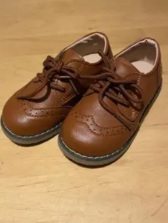 キッズ フォーマルシューズ レザー風 紐靴 冠婚葬祭 発表会 ブラウン 16㎝