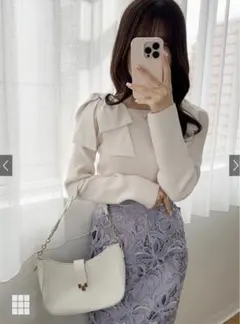 GRL オフショルダーリボンストラップニットトップス[mb1546]