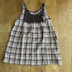スピックアンドスパン　チェック柄バテンレースノースリーブ　チュニック　ベスト