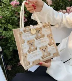可愛い くま デザインバック 鞄 ミニバッグ 白ベージュ