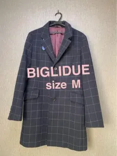 BIGLIDUE チェスターコート M ネイビー　ビリドゥーエ　ウィンドウペン