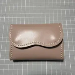ピンク レザー ミニ財布 スナップボタン式