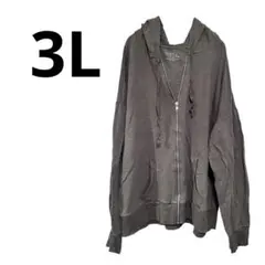 TIME AND TRUE カーキージップアップパーカー フード付き　3L