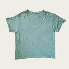 アメリカンイーグル Ｔシャツ Ｖネック 半袖 無地 L 緑 レーヨン モダールのサムネイル