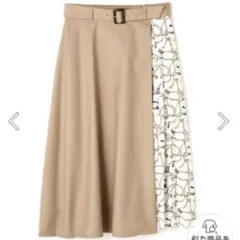 NATURAL BEAUTY BASIC スカーフプリント切り替えスカート