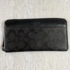 COACH コーチ 長財布 シグネチャー ブラック 黒 ラウンドファスナー