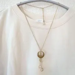 【フォロー割5%オフ❗️】ネックレス　ゴールド　ラメ　フープ　パール　ロング