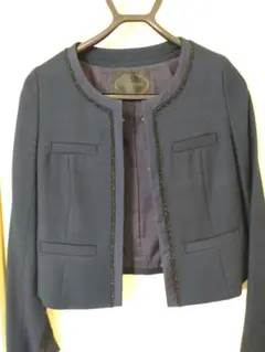 【美品】UNTITLED　アンタイトル ネイビー ノーカラージャケット