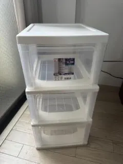 【中古品】ホワイト 3段 衣類収納ケース　お得情報記載中‼︎のサムネイル