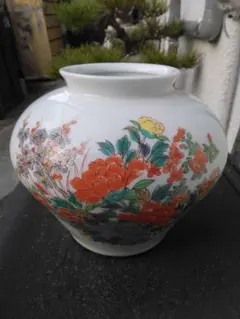 花柄陶器花瓶