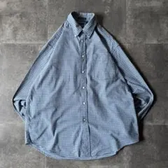 2000年製 GAP BDオックスフォードシャツ チェック柄 青 XL A654