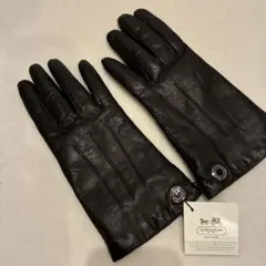 【格安】未使用タグ付きCOACH 黒 レザー手袋 カシミヤブラック