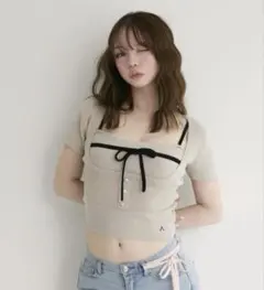andmary Mila ribbon knit tops - メルカリ