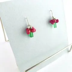 【ピアス/イヤリング】フルーツモチーフ レッド グリーン ハンドメイド