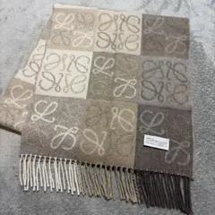 美品 LOEWE ロエベ アナグラム ブロック マフラー カシミヤ ウール