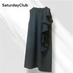 SaturdayClub フリル ワンピース 黒 ブラック ドレス 結婚式二次会