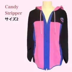 Candy Stripper y2k配色ボア切替フード付ジップパーカーのサムネイル