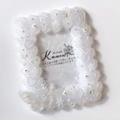 【No.342】白系♡大きい蝶々と雪のホイップデコトレカケース　硬質ケース