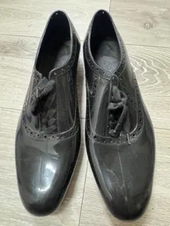 黒の光沢レースアップシューズ　サイズ39
